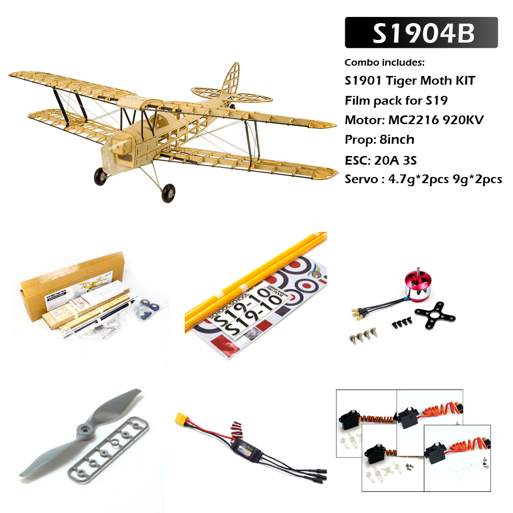 Dancing-Wings-Hobby-S19-Mini-Tiger-Moth-980-mm-Spannweite-Balsaholz-RC-Flugzeug-Doppeldecker-KIT--KI-1983499-10